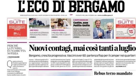 L'apertura de L'Eco di Bergamo: "Nuovi contagi, mai così tanti a luglio"