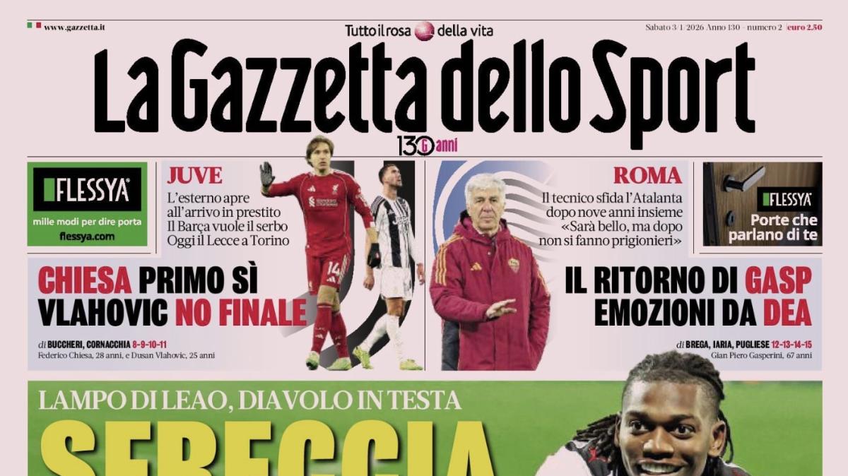 PRIMA PAGINA - La Gazzetta dello Sport: "Il ritorno di Gasp. Emozioni da Dea"