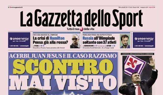 La prima pagina de La Gazzetta dello Sport su Acerbi-Juan Jesus: "Scontro mai visto"