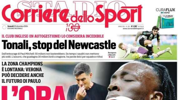 La prima pagina del Corriere dello Sport così su Verona-Milan: "L'ora fatale"