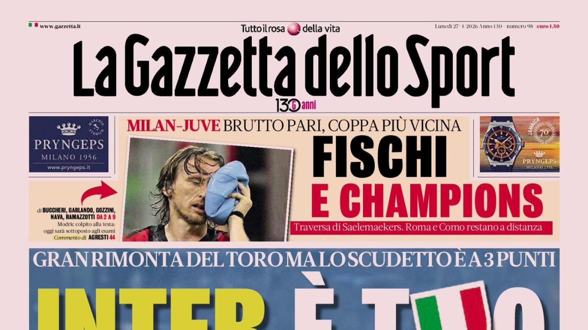 PRIMA PAGINA - Gazzetta dello Sport: "Inter è tuo"