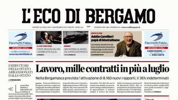 L'Eco di Bergamo sull'Atalanta: "Accelerazione per Sergi Gomez"