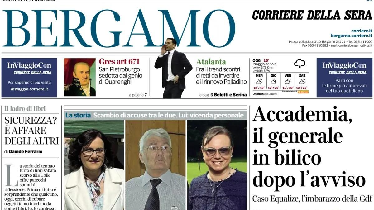PRIMA PAGINA - Corriere di Bergamo: "Atalanta, fra il trend scontri diretti da invertire e il rinnovo Palladino"