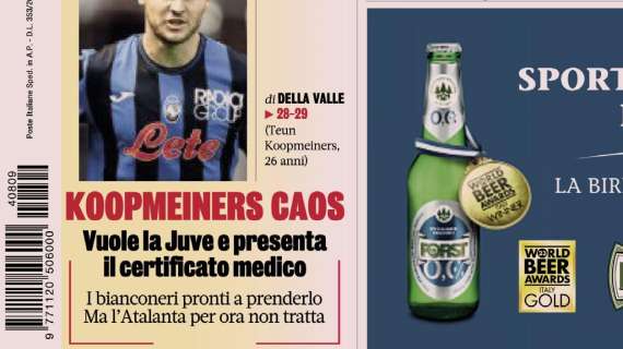 La Gazzetta dello Sport titola: "Koopmeiners caos. Milan, preso Emerson Royal"