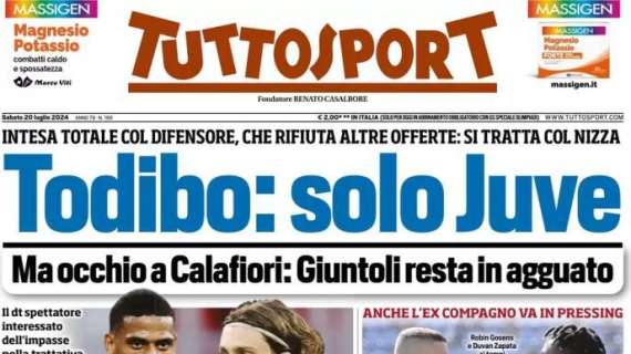 Tuttosport in prima pagina con la difesa bianconera: "Todibo: solo Juve"