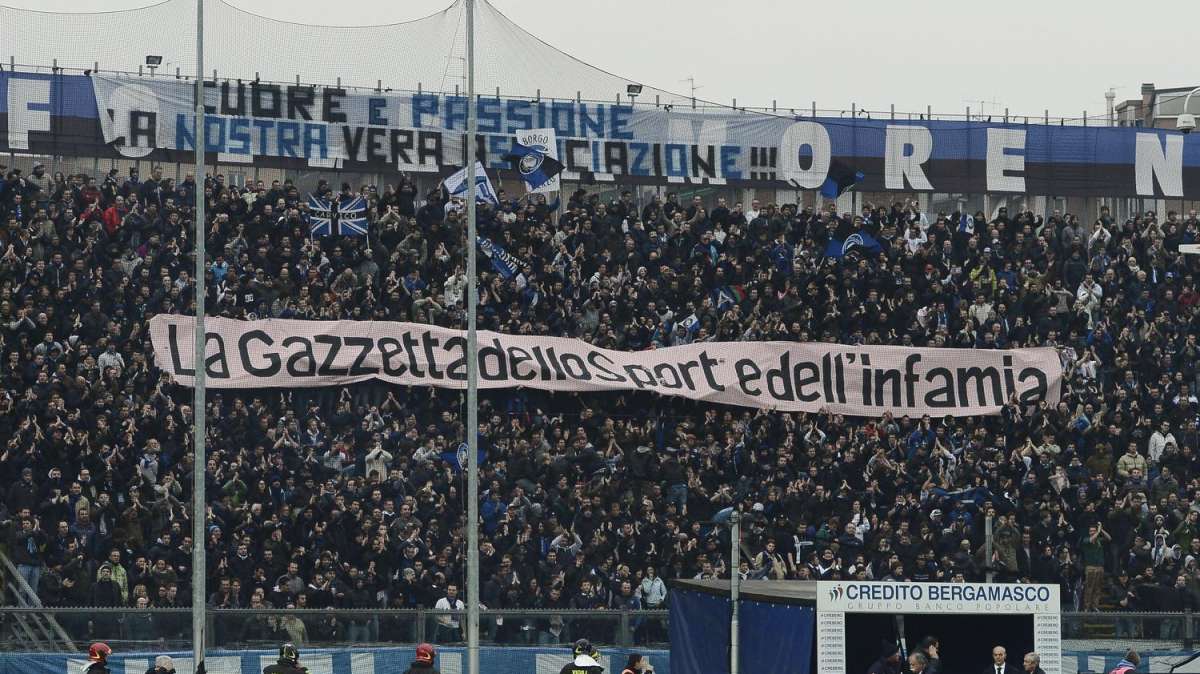 Atalanta, 12mila euro di multa per lo striscione contro la Gazzetta