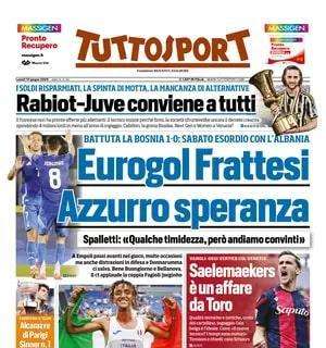 L'apertura di Tuttosport è sulla Nazionale: "Eurogol Frattesi, azzurro speranza"