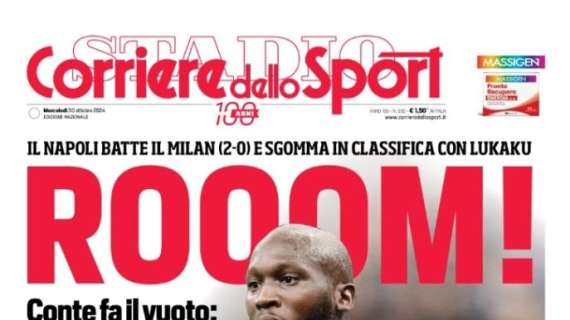 Il Corriere dello Sport in prima pagina sul Napoli che batte il Milan: "Rooom!"