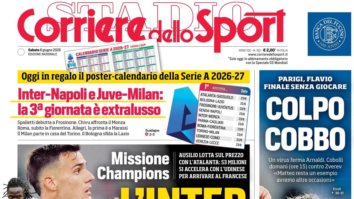 PRIMA PAGINA – Corriere dello Sport: "L'Inter si fa in tre"