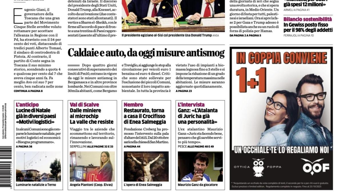 PRIMA PAGINA - L’Eco di Bergamo: "Ganz: 'L’Atalanta di Juric ha già una personalità'"