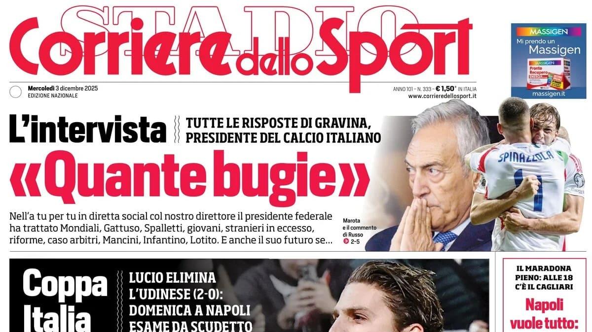 PRIMA PAGINA - Corriere dello Sport: "Juve Loca, Spalletti ai quarti. Oggi tocca alla Dea"