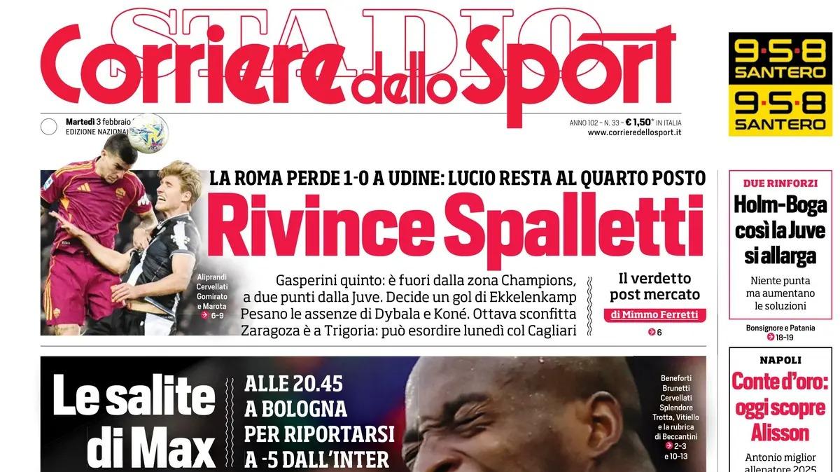 PRIMA PAGINA - Corriere dello Sport: "Milan a vuoto"