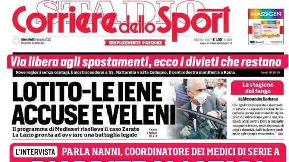 Corriere dello Sport in apertura: "Riaprite gli stadi"