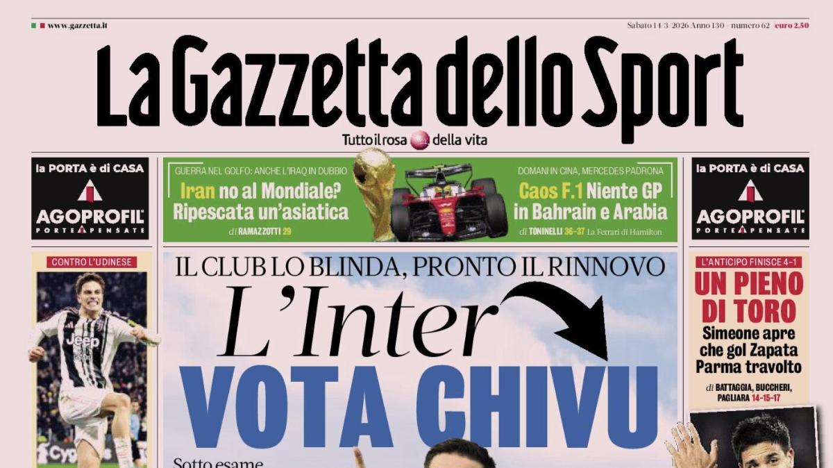 PRIMA PAGINA - La Gazzetta dello Sport: "L'Inter vota Chivu"