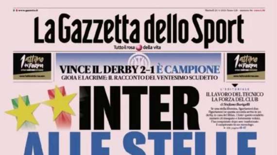 La Gazzetta dello Sport in apertura di prima pagina: “Inter alle stelle”