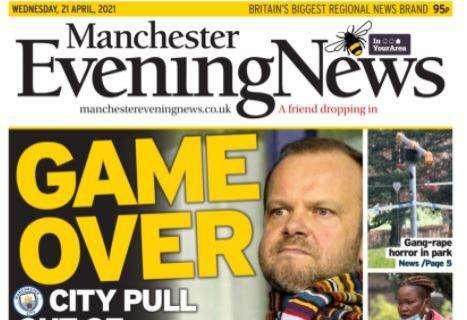 La prima pagina di Manchester Evening News sulla Superlega: "Game over"