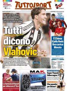 Comincia la Champions, Tuttosport in prima pagina: "Tutti dicono Vlahovic"