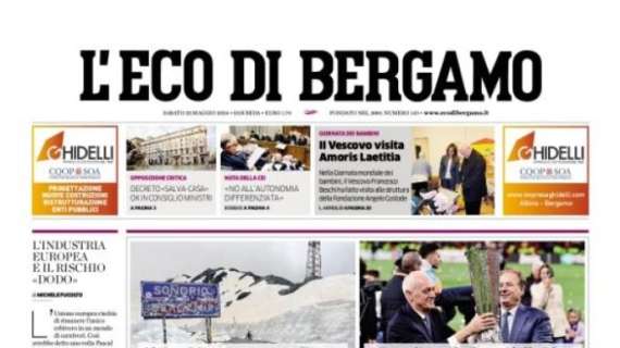 L'apertura de L'Eco di Bergamo: "Grandi con la forza delle idee"