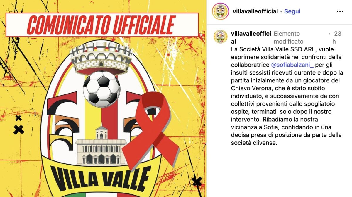 Presunti insulti sessisti durante Villa Valle-Chievo Verona: solidarietà alla influencer Sofia Balzani. Il club bergamasco e Perrotti denunciano l'episodio