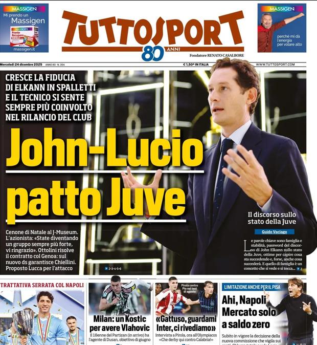 PRIMA PAGINA - TuttoSport: "John-Lucio patto Juve"