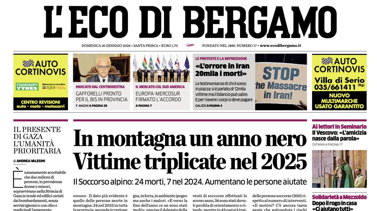 PRIMA PAGINA - L'Eco di Bergamo: "La frenata di Pisa non va snobbata ma ora la Champions"