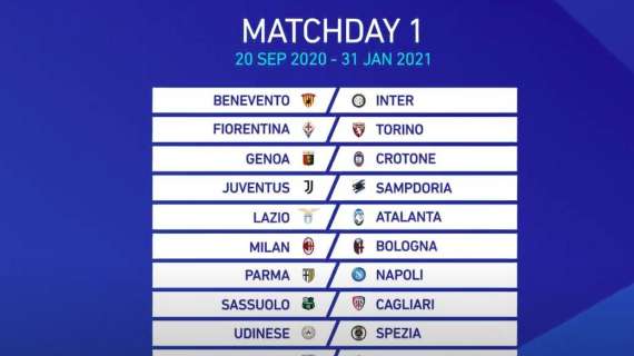 Calendario Serie A 2020/21, tutte le giornate in programma