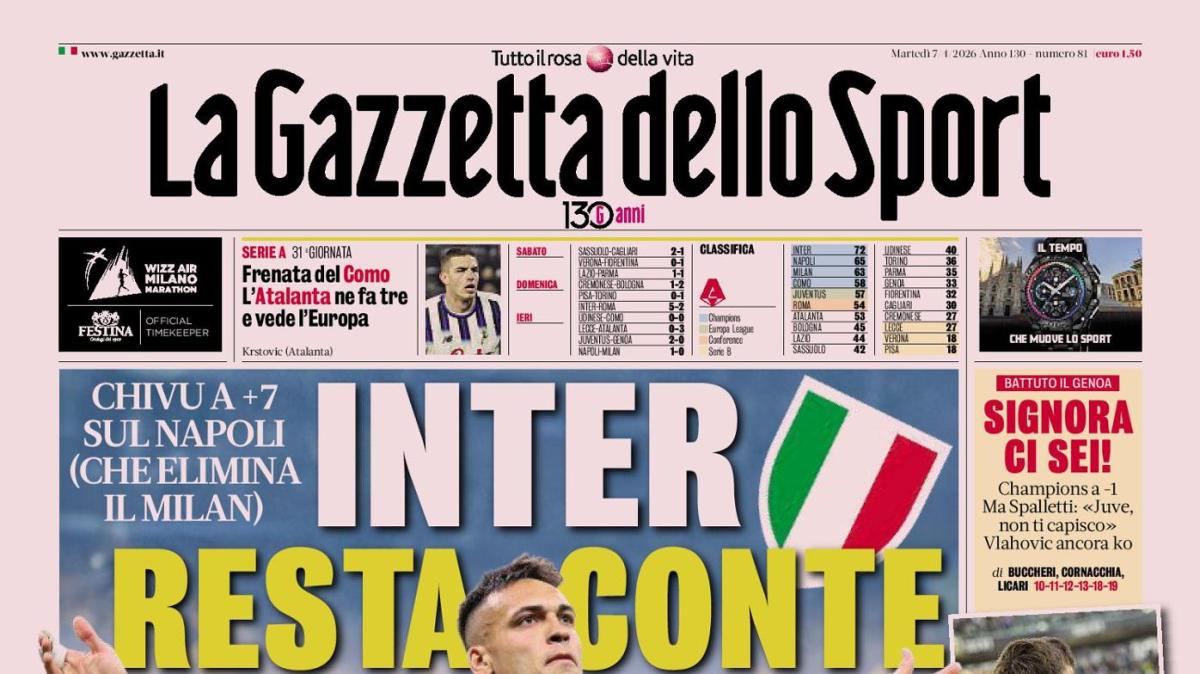 PRIMA PAGINA - Gazzetta dello Sport: "Inter, resta Conte"