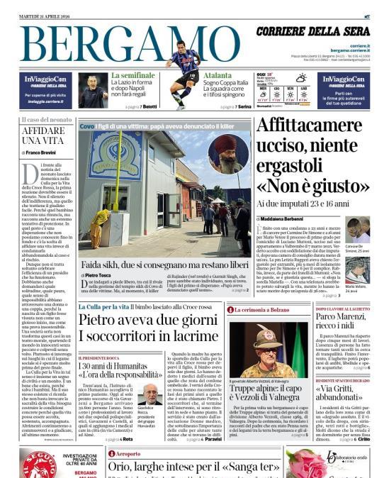 PRIMA PAGINA - Corriere di Bergamo: "Sogno Coppa Italia. La squadra corre e i tifosi spingono"