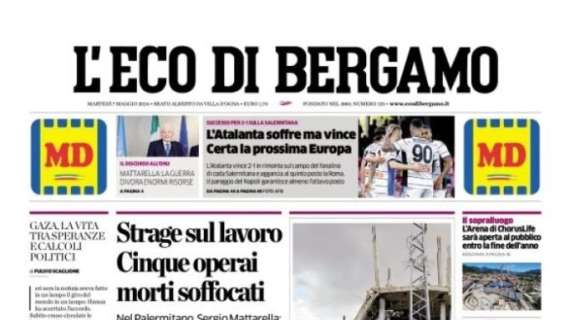 L'Eco di Bergamo apre: "L'Atalanta soffre ma vince, certa la prossima Europa"