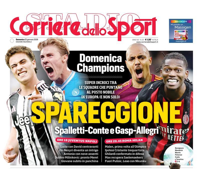 PRIMA PAGINA - Corriere dello Sport:  "Spareggione"