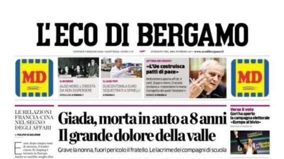 L'Eco di Bergamo titola: "Europa League, l'Atalanta insegue una storica finale"
