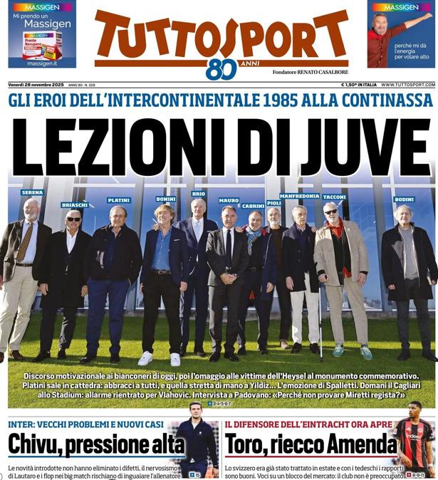 PRIMA PAGINA - TuttoSport: "Lezioni di Juve"