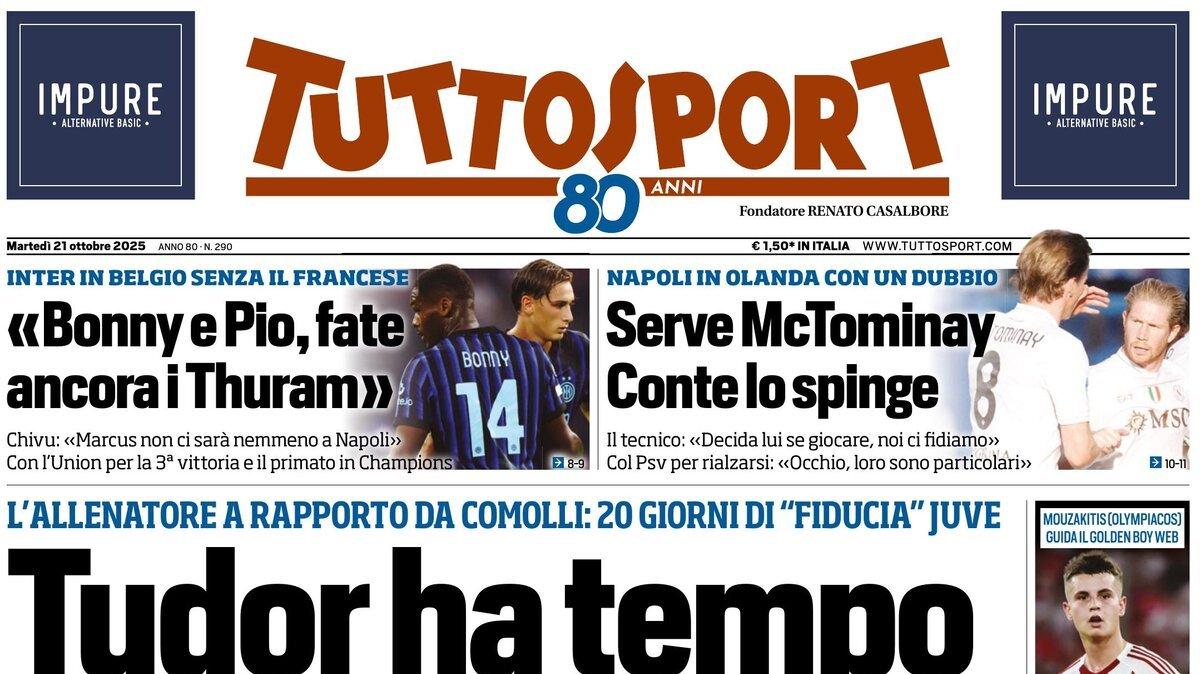 PRIMA PAGINA - TuttoSport:: "Tudor ha tempo fino al derby"