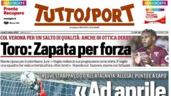 Tuttosport in prima pagina sui bianconeri: "La Juve strappa uno 0-0 all'Atalanta"