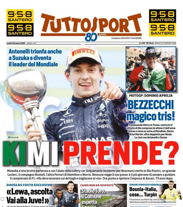 PRIMA PAGINA - TuttoSport: "Kimi prende"