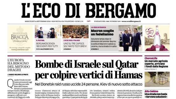 PRIMA PAGINA - L’Eco di Bergamo: "Dopo la nazionale Lookman rientrato con il gruppo"