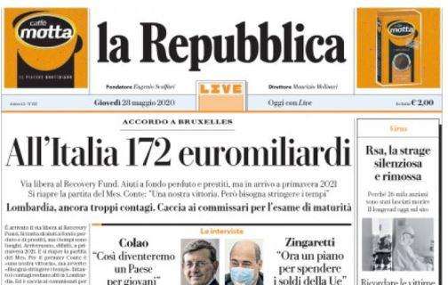 L'apertura de La Repubblica: "All'Italia 172 euromiliardi"