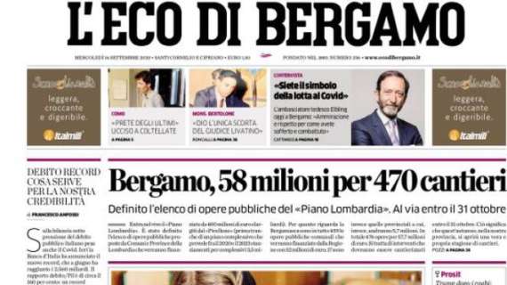L'Eco di Bergamo: "Bergamo, 58 milioni per 470 cantieri"