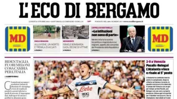 L'Eco di Bergamo intitola: "Pasalic-Retegui, l'Atalanta vince e risale al 5º posto"