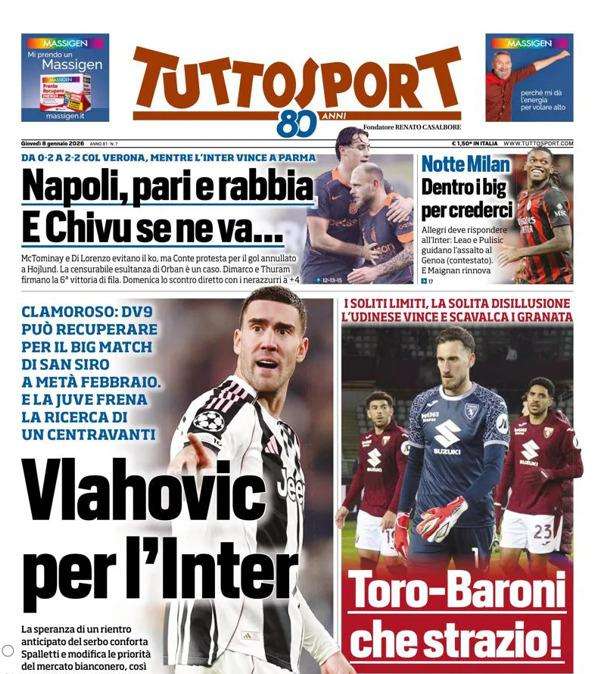 PRIMA PAGINA - TuttoSport: "Vlahovic per l’Inter"