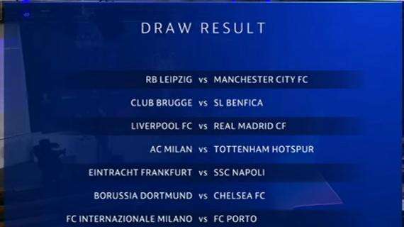 Champions League, agli ottavi di finale sarà Milan-Tottenham, Inter-Porto ed Eintracht-Napoli
