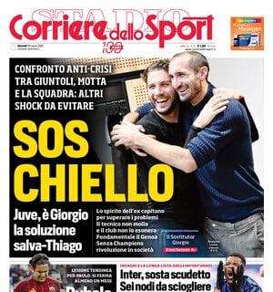 "SOS Chiello: è la soluzione salva-Thiago". Il Corriere dello Sport apre su Chiellini e la Juventus