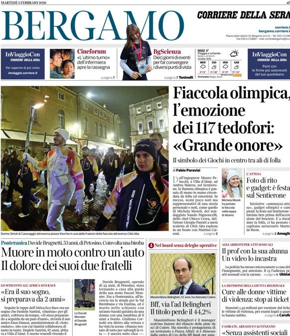 PRIMA PAGINA - Corriere di Bergamo:  Il dopo Lookman (con conti in attivo)