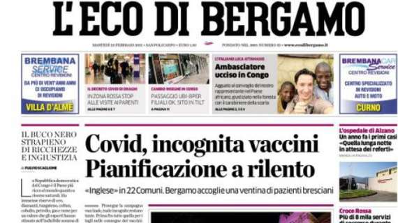 L'Eco di Bergamo: "Covid, incognita vaccini. «Inglese» in 22 Comuni"