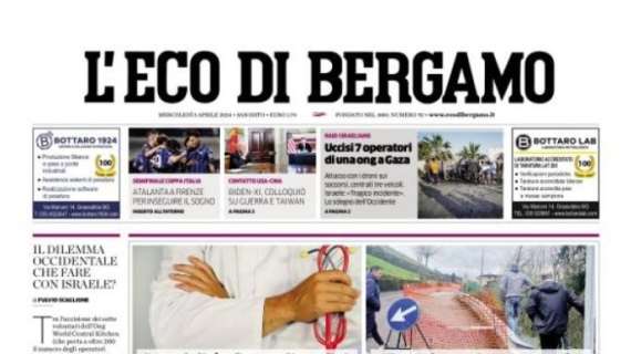 L'Eco di Bergamo apre sulla Coppa Italia: "Atalanta a Firenze per inseguire il sogno"