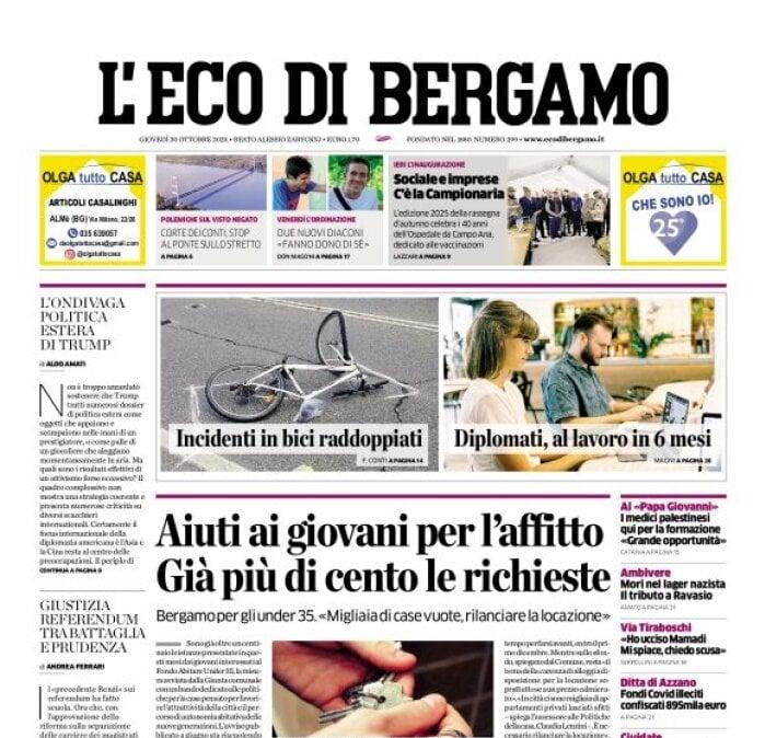 PRIMA PAGINA - L’Eco di Bergamo: "Atalanta da applausi. Ma in classifica scivola al 9° posto"