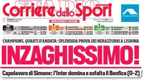 Il CorSport in prima pagina sulla Champions: "Inzaghissimo", l'Inter asfalta il Benfica