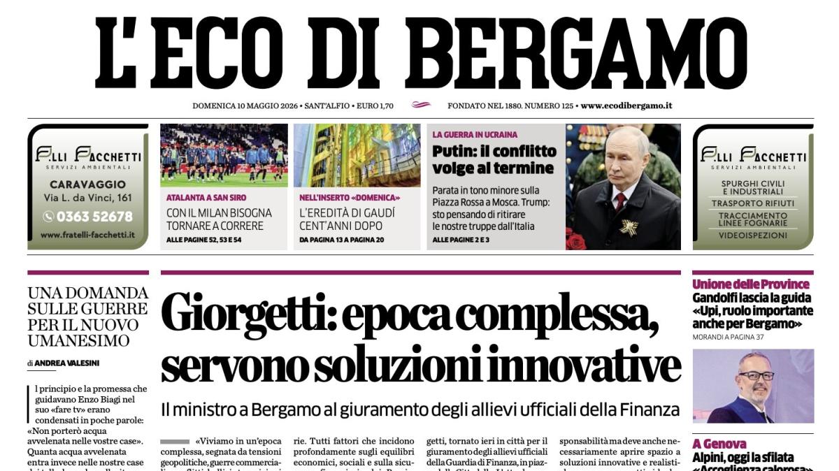 PRIMA PAGINA - L'Eco di Bergamo: "Atalanta a San Siro: con il Milan bisogna tornare a correre"