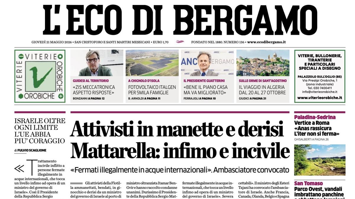 PRIMA PAGINA – L'Eco di Bergamo: "Dea, sfida col Napoli per mister Sarri"