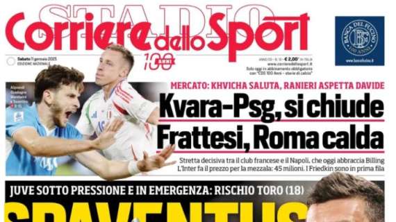 Oggi il derby della Mole, l'apertura in prima pagina del Corriere dello Sport: "Spaventus"